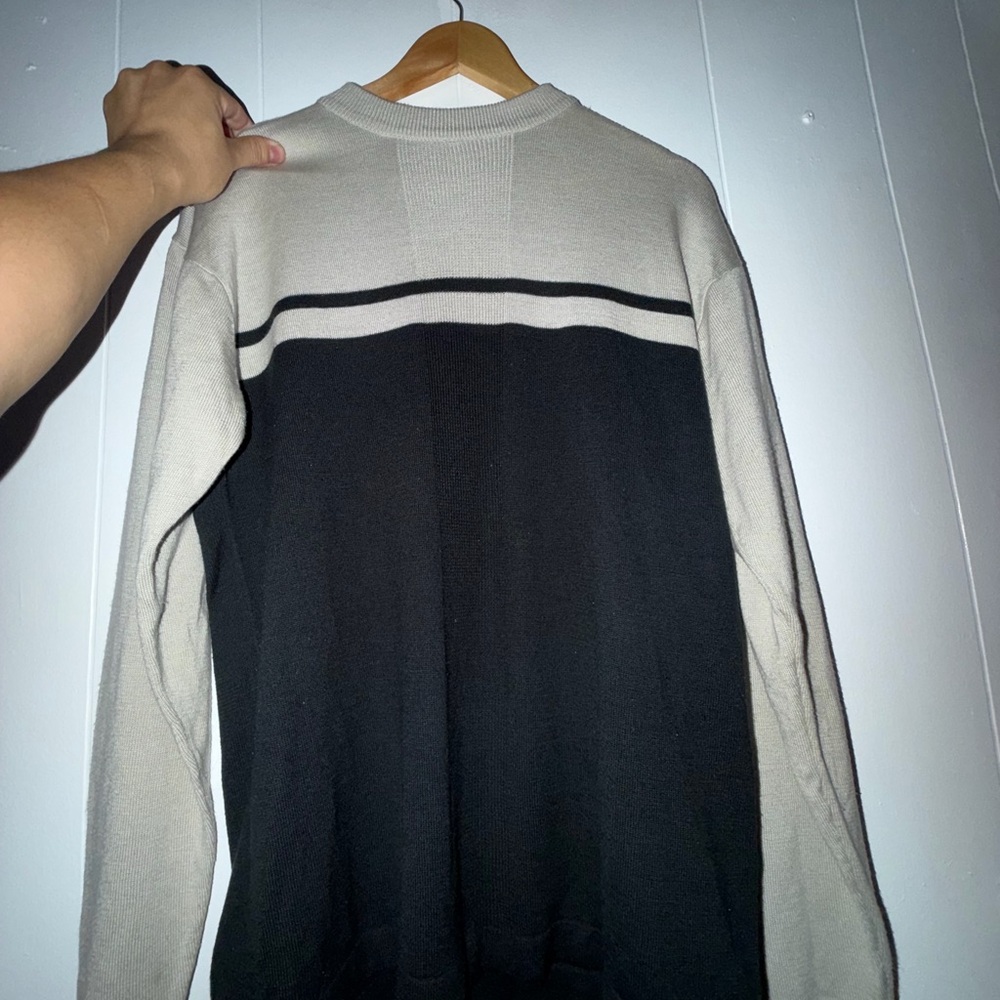 Current/Elliott Black and Cream Crewneck Sweater